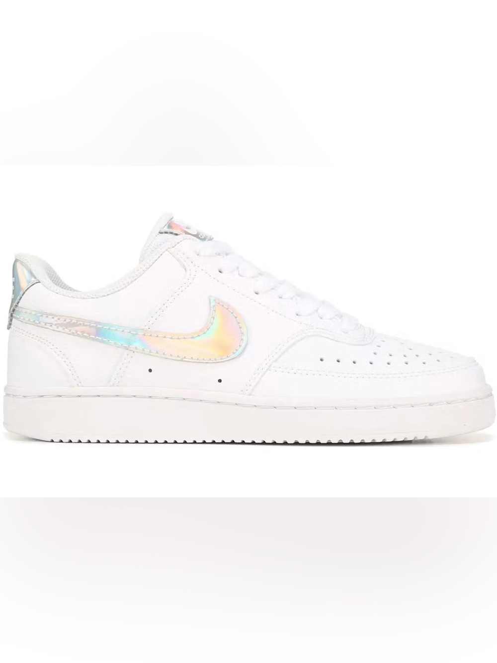 Nike Women’s Courtside White Low-Top Sneakers with Iridescent Swoosh